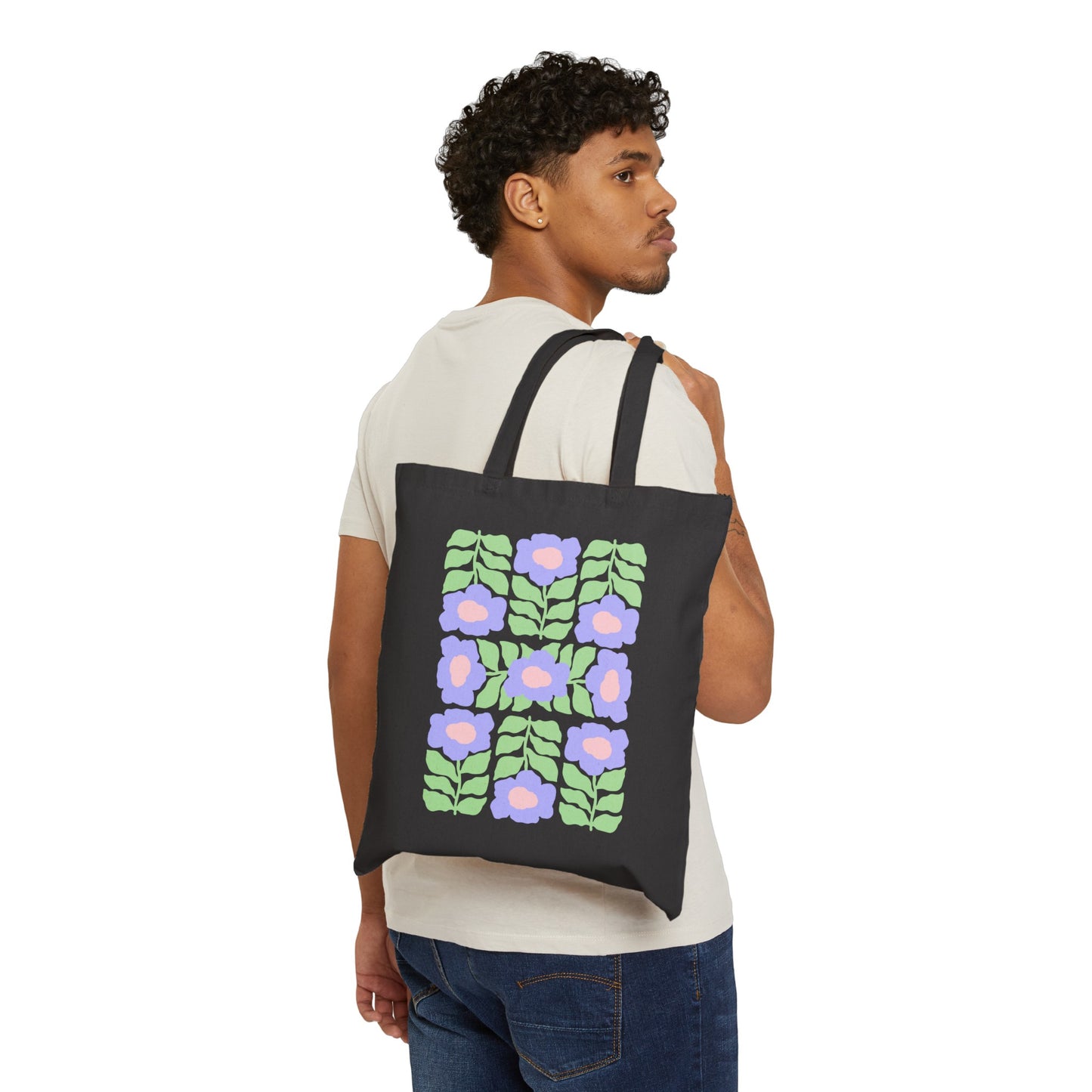 Purple Flowers Canvas Tote Bag