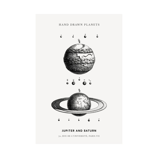 Jupiter and Saturn hand drawn illustration Poster