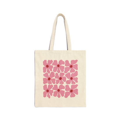 Pink Flowers Aesthetic Canvas Tote Bag