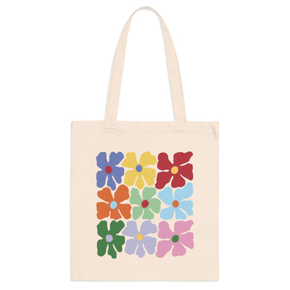 Colorful Flowers Canvas Tote Bag