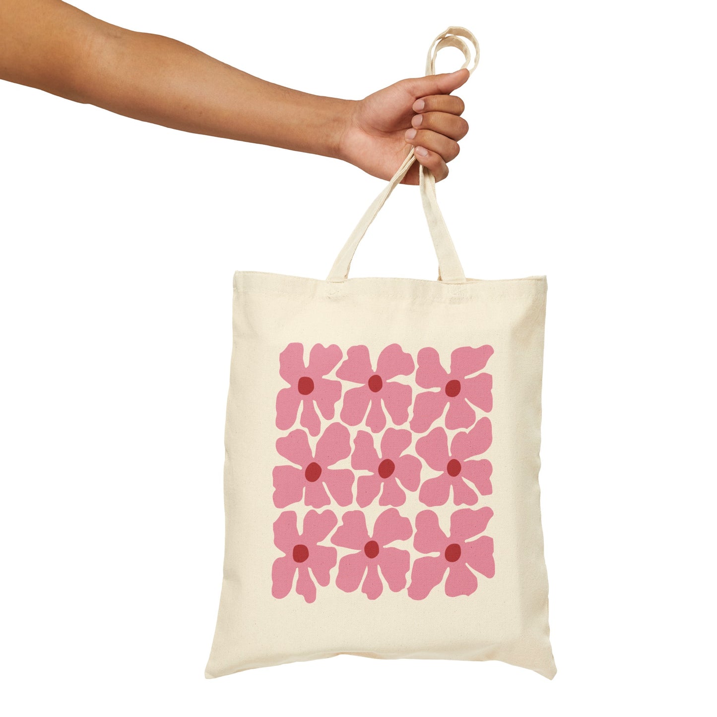 Pink Flowers Aesthetic Canvas Tote Bag