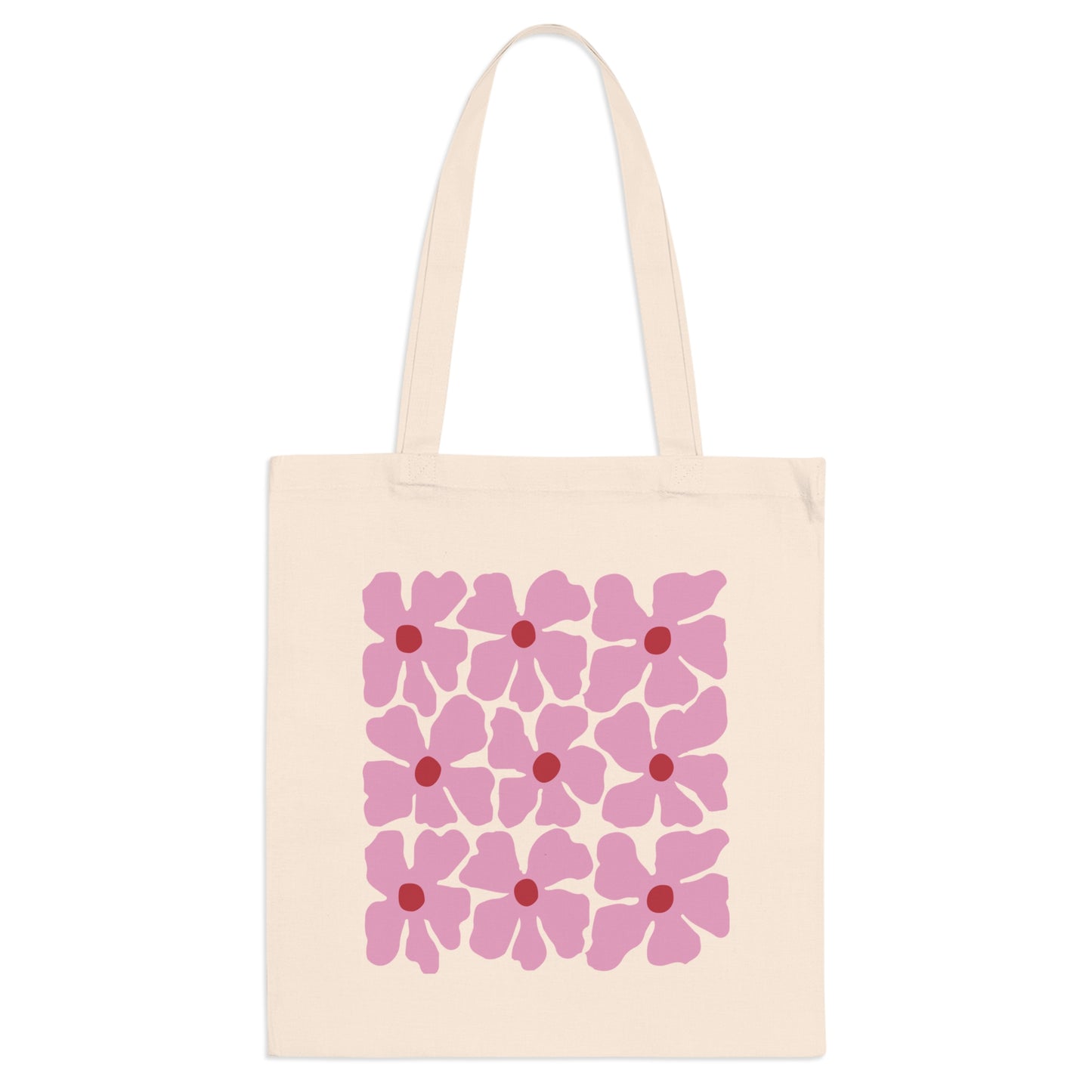 Pink Flowers Aesthetic Canvas Tote Bag